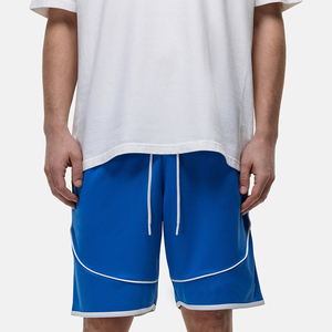 Shorts Bermuda Sportifs Bleus Unis pour Hommes à Séchage Rapide avec Cordon de Serrage Taille Mi-Haute en Polyester Tissé - Product Image 5