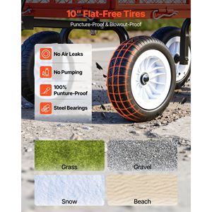 Carrello da Giardinaggio in Acciaio Resistente da 400 kg con Pneumatici da 10 Pollici e Sgabello Regolabile per Giardinaggio all'Aperto - Product Image 4