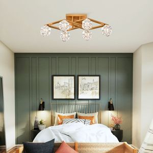 Luz de techo de cristal moderna de 6 luces 6 * bombillas G9 acabado dorado para comedor entrada vestíbulo cocina sala de estar sala de conferencias - Product Image 4