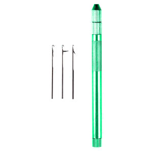 Custom Logo Color Strong Gripped Handle <b>Crochet</b> <b>Hook</b> Needle Threader Loop Pulling Needle for Micro Hair Extensions Tools kit - Product Image 1