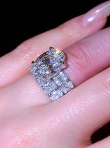 9.4CTW Moissanite Round Cut Two-Piece <b>Ring</b> <b>Set</b> Stylish 925 <b>Silver</b> with Closed Design Perfect Birthday Gift for Girlfriend - Product Image 2