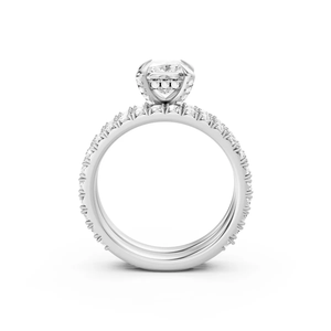 10K Gold IGI Certified Princess Cut Lab Grown Diamond Bridal Ring <b>Set</b> <b>Square</b> Halo Engagement Wedding Matching Women's Fine Gift - Product Image 4