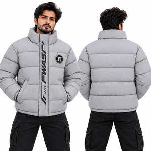 Men's Puffer Jacket Quilted <b>Padded</b> <b>Coat</b> Stand Collar Windproof Insulated Zipper Jacket Custom Logo Patch Design B2B Supplier - Product Image 3