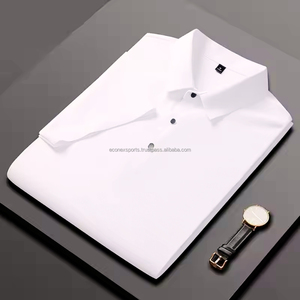 Econex bordado personalizado algodón transpirable para polos para hombres patrón sólido con cuello de talla grande para marca y eventos - Product Image 2