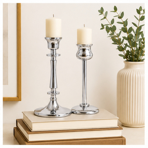 Luxury <b>Silver</b> Metal Taper Candle Holder Set Elegant Tall <b>Candlestick</b> Stand for Wedding Centerpieces Modern Minimalist Dining - Product Image 4