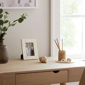 Ethically Sourced Bone Inlay Photo <b>Frame</b> Handmade Wall <b>Mount</b> Vertical Orientation - Product Image 3