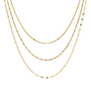 Collier à trois rangs en or plaqué 18 carats de style européen et américain pour femmes, accessoire de mode polyvalent, vente en gros - Product Image 5