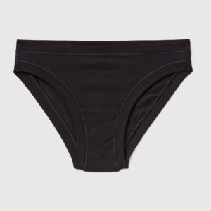 Culottes sans coutures taille mi-haute pour femme, noires unies, 100 % coton tricoté, style basique, sous-vêtements invisibles, ajustement fluide - Product Image 1