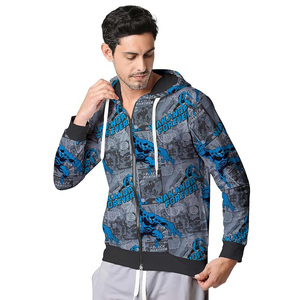 Sweat à capuche zippé intégral personnalisé style mode, 100% coton, coupe ample, décontracté, pour homme - Product Image 1