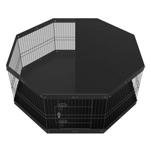 Corral Metálico Plegable de 8 Paneles Expandible para Perros con Cubierta Superior y Base Acolchada de 24" de Altura, Valla para Mascotas para Interiores, Jaula para Cachorros - Product Image 4