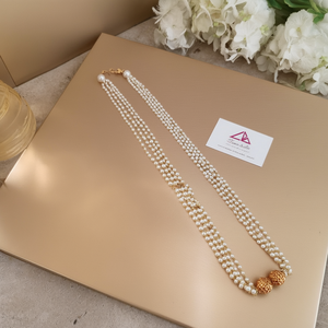 Pearl Necklace Set 20 Inches with Golden Ball Pendant - Product Image 3