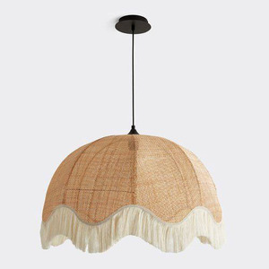 Lámpara Colgante de Tela Estilo Japandi, Lámpara de Techo Nórdica Wabi-Sabi de Seda, Color Crema, con Forma de Burbuja, para Comedor - Product Image 3