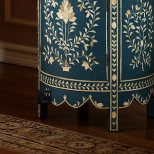 Mesa de Cajones con Incrustaciones de Hueso de ILAHI, Diseño Moderno con Detalles de Ágata, Almacenamiento de Tres Niveles, Mueble Portátil para el Hogar - Product Image 3