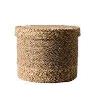 Paniers en jonc de mer faits à la main avec couvercles, 100% naturels, écologiques, pour un usage quotidien, panier de rangement en jonc de mer de forme ronde