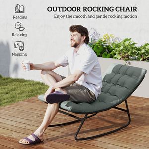 2 Sillas Mecedoras Gris Oscuro para Patio Exterior con Asientos Profundos de Malla para Uso en Interiores, Porche o Balcón - Product Image 4