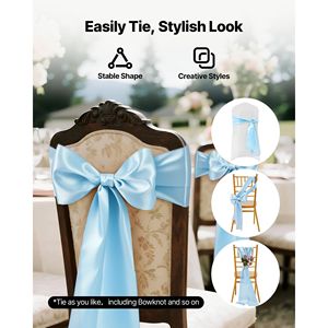 Fasce per Sedie in Raso Elasticizzato, Confezione da 100, 7x108 Pollici, Nastri Azzurri per Decorazioni Ricevimenti di Nozze - Product Image 4