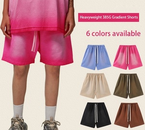 Shorts de sport pour hommes 100 % coton, style West Coast, double taille, motif flocon de neige vieilli, coupe ample en pur coton - Product Image 1