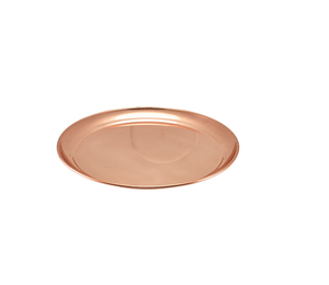 Plateau de service alimentaire rond en acier inoxydable fait main, finition cuivre, à prix abordable - Product Image 1