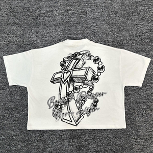 Camiseta de algodón 100% de 300 g/m² con estampado DTG, estilo streetwear, hombros caídos, corte holgado y extragrande, fabricada a medida. - Product Image 1