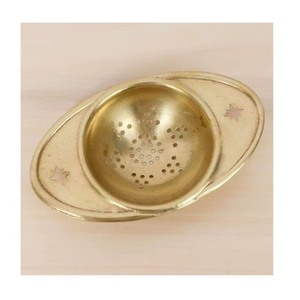 Brass Tea <b>Strainer</b> with Star Cutouts Metal Infuser for Herbal Tea and Spices Durable Reusable <b>Colander</b> - Product Image 1
