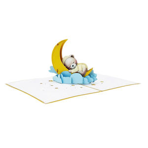 Tarjeta Pop-up de Oso de Peluche Durmiente, Estilo Amoroso, Impresión Offset, Arte en Papel Hecho a Mano, Diseño Personalizado, Vietnam Hanói, Éxito de Ventas de Navidad - Product Image 3