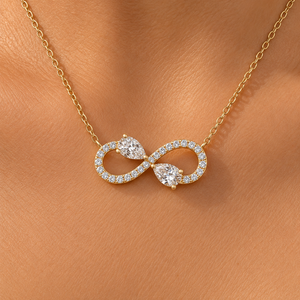 Collier pendentif infini pavé en or massif 14K 18K avec diamant de laboratoire taille poire DEF VVS, bijoux fins, cadeau d'anniversaire, vente en gros OEM - Product Image 3