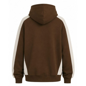 Sudadera con Capucha para Hombre, Color Marrón, con Paneles Blancos en las Mangas, Logotipo Estampado en la Parte Delantera, Corte Regular, Informal, de Algodón French Terry, para Otoño - Product Image 3