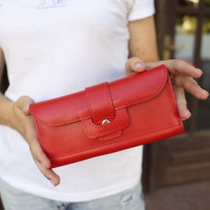 Portefeuille élégant en cuir véritable unisexe, fait main, porte-cartes long grande capacité, sac à main de luxe, cadeau premium, bouton artisanal Al-Amir - Product Image 4