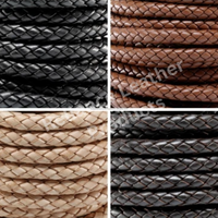 Cordon en cuir tressé véritable pour la fabrication de bijoux, bracelets, colliers, artisanat, accessoires DIY, breloques, couleur personnalisée