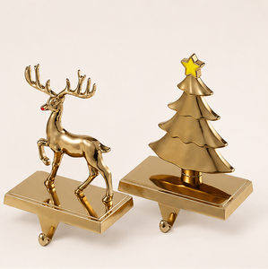 Juego de 2 Elegantes Ganchos para Calcetines Navideños, Modernos, Dorados, Ecológicos y Duraderos, con Forma de Reno, para Colgar en el Árbol o Chimenea, para Fiestas Navideñas - Product Image 3