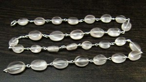 Chaîne de pierres précieuses en quartz rose naturel, forme ovale lisse, taille 6x8mm à 8x10mm, 1 pied - Product Image 3