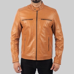 เสื้อแจ็คเก็ตหนังผู้ชายสไตล์นักขี่มอเตอร์ไซค์ คอตั้ง ปิดด้วยซิป - Product Image 3