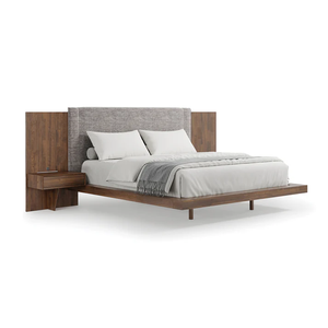 Wholesale Modern Mission Solid Wood <b>Bed</b> | Two-Tone Grid Pattern Architectural <b>Bed</b> Frame - Product Image 2