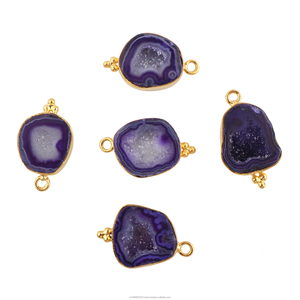 Gemme Organique Violet Géode Agate Druzy Connecteur Boucle D'un Côté Charmes Résultats Pour La Fabrication De Bijoux Et D'artisanat - Product Image 3