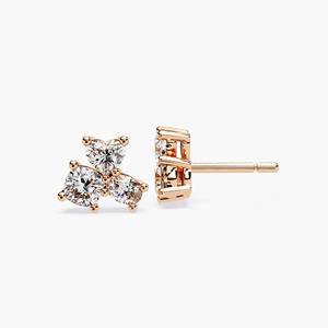 Pendientes Pequeños de Diamantes Cultivados en Laboratorio de 0.90 Ct, Diseño de Corazón Triple, Oro Sólido de 14K, Minimalistas, Certificados por IGI, Joyería Fina para Regalo y Fiesta - Product Image 4