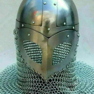 Hand Forged Viking Helmet Full Aventail Norman Medieval Warrior Reenactment Antique Headgear Mild Steel Armor for Halloween Part - Product Image 3
