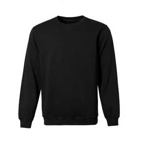 Sweat-shirt rouge à col rond pour homme, pull décontracté à manches longues de couleur unie avec poignets côtelés - Product Image 3