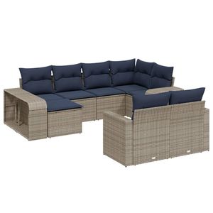 Juego de sofás de jardín de poliratán gris de 10 piezas con cojines - Product Image 2