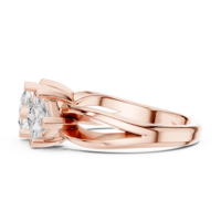 Élégante bague de promesse pour elle, sertie de trois moissanites taille princesse, en argent sterling plaqué or rose 14K, sertie en forme de cerf-volant