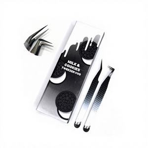 แหนบต่อขนตาแบบมืออาชีพ ดีไซน์สวยงาม รุ่น Milk Cookies  ปลายแหลม ทำจากสแตนเลสสตีล ความแม่นยำสูง สำหรับต่อขนตาแบบ Mega Volume - Product Image 1