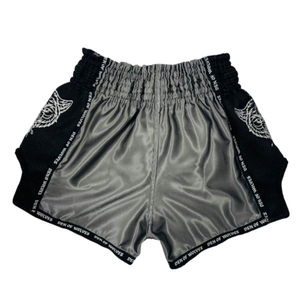 Autres shorts de boxe Muay Thai bleus pour hommes avec impression dorée et broderie de tigre, coupe classique, polyester extensible - Product Image 3