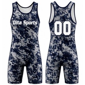 Singlet de Lucha Sublimado Azul Marino para Hombre, Uniforme Deportivo de Poliéster Ligero para Lucha, Ropa Deportiva de Entrenamiento - Product Image 1