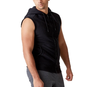 Hoodie sans manches premium pour homme, vêtements de sport légers et respirants en coton, hoodie d'entraînement fitness, logo personnalisé, vêtements de sport - Product Image 3