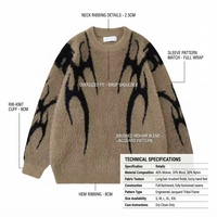 Pull en mohair unisexe à imprimé animal, épais, chaud pour l'hiver, avec décoration en fourrure, manches classiques, anti-boulochage