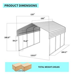 Garage Esterno Resistente 10x15 FT con Base Rinforzata e Tetto in Acciaio Zincato per Auto e Barche, Riparo Metallico per Veicoli - Product Image 6