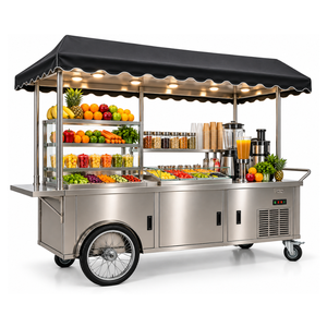 Carrito de Venta de Alimentos Saludables, Frutas Frescas y Jugos, Multiusos, de Acero Inoxidable Premium, con Toldo - Product Image 1
