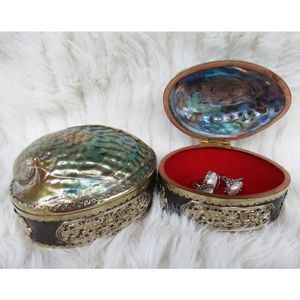 Handmade Mother of Pearl Jewelry Box with Handcrafted Metal <b>Frame</b> for Trinket Storage Elegant Gift Packaging from Vietnam - Product Image 1