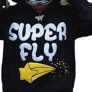 Sudadera con capucha corta para hombre, de invierno, con bolsillos, cordones, bajo sin rematar, estampado personalizado, 100% algodón polar, con cremallera, para pedidos al por mayor - Product Image 6