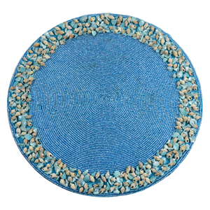 Festive Design Elegant <b>Rounded</b> Beaded Placement Shiny Beads Handmade Design Home Decor Coaster Mat and Pads - Product Image 2