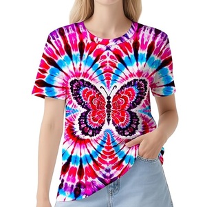 T-shirt Tie-Dye en Coton Lavé de Haute Qualité à Prix Abordable, Nouveau Modèle Personnalisé Coupe Slim pour Filles, Idéal pour l'Été - Product Image 2